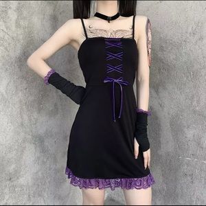 Goth Dress with Long Gloves/Arm Warmers